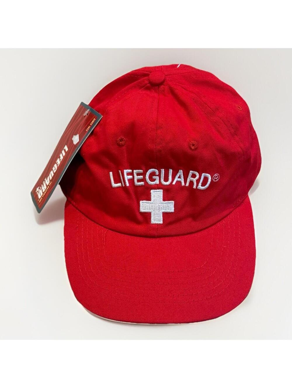 Officially Licensed Lifeguard Adjustable Red Hat Cap Embroidered Lifeguard Cross